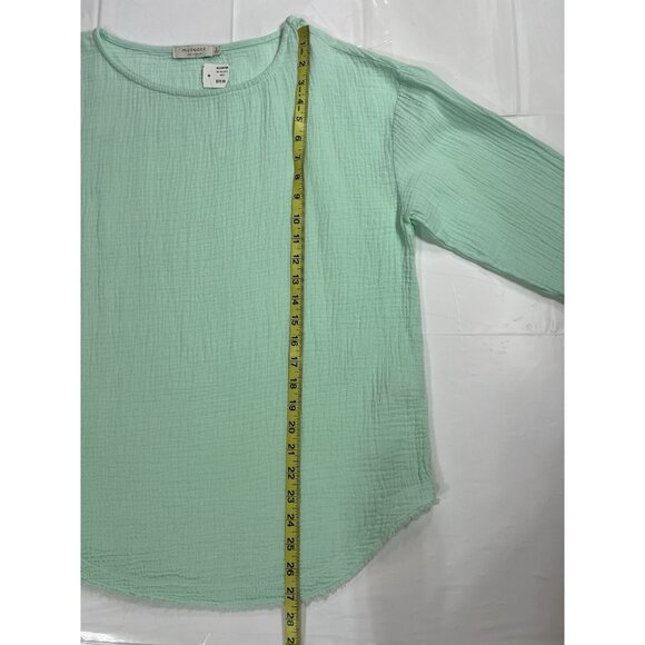 Mododoc Women Top Blouse Small Size 3/4 Sleeves Green 100% Cotton - Picture 11 of 12